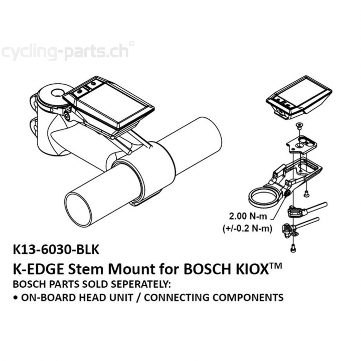 K-Edge Bosch Kiox Computer Stem Mount E-Bike Mount black
