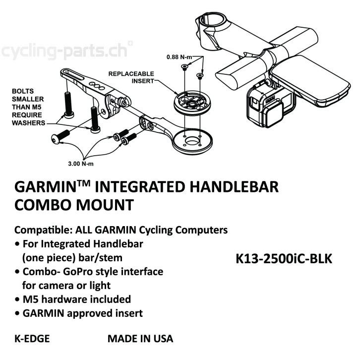K-Edge Garmin Integrated Handlebar System (IHS) Combo Mount