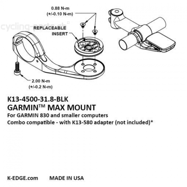 K-EDGE Garmin Max Mount black K13-4500-31.8-BLK