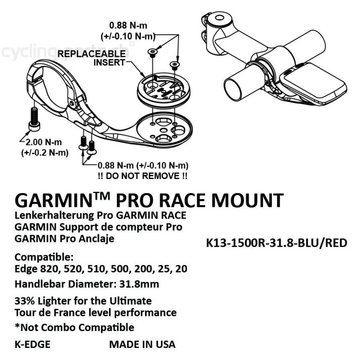 K-Edge Garmin Race Mount red K13-1500R
