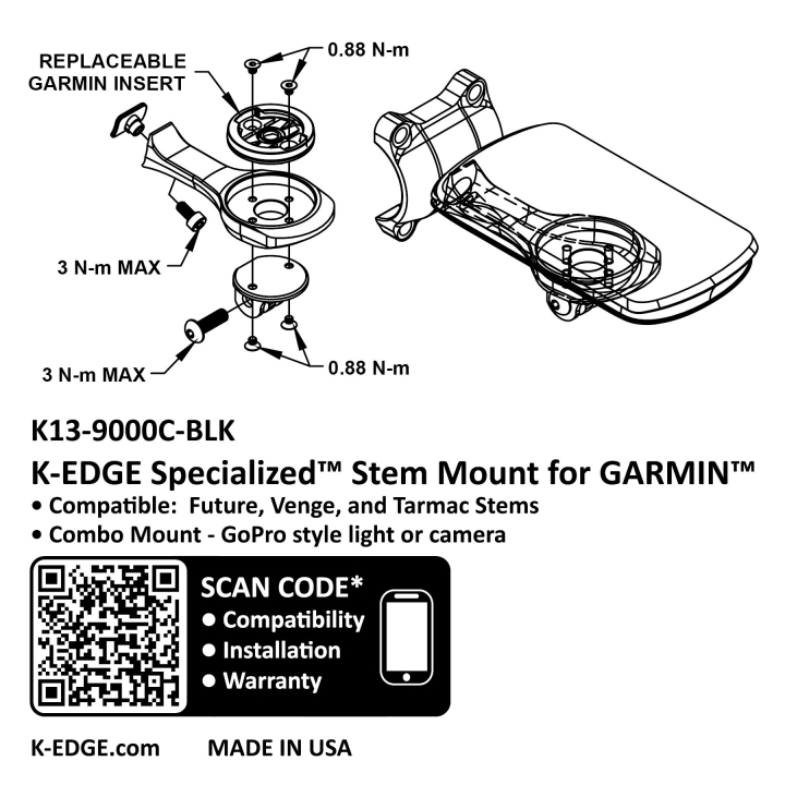 K-Edge Garmin Specialized Future Combo Mount K13-9000C-BLK