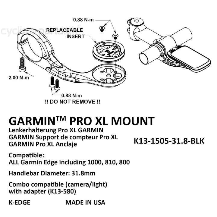 K-Edge Garmin XL Mount black K13-1505-31.8