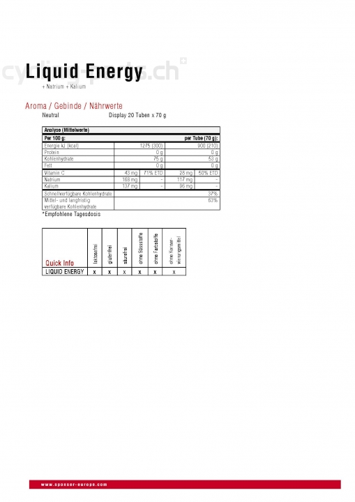 Sponser Liquid Energy Pure Tube 70g