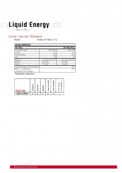 Sponser Liquid Energy Pure Tube 70g