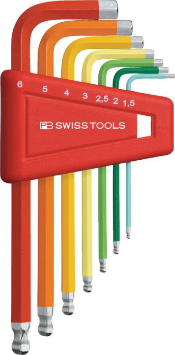 PB SWISS TOOLS Farbige Winkelschraubenzieher-Satz Innensechskant 1.5 - 6