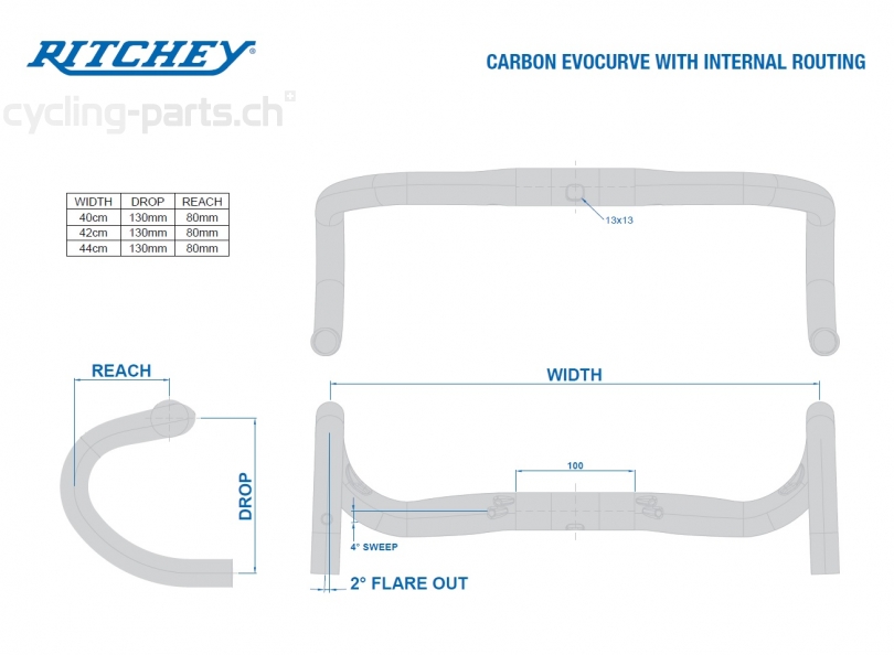 Ritchey Superlogic Evocurve Internal Routing 40cm Lenker