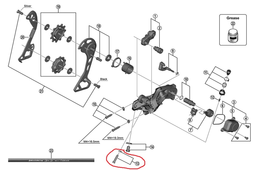 Shimano Ultegra RD-R8000/GRX RD-RX812 Schaltwerk Stellschraube M4x18