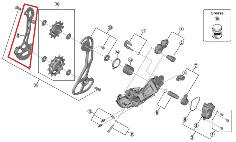 Shimano GRX RD-RX815/RX810 Schaltwerk Leitblech innen