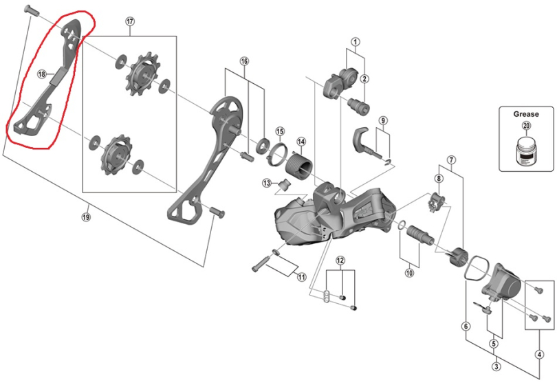 Shimano GRX RD-RX817 Schaltwerk Leitblech innen