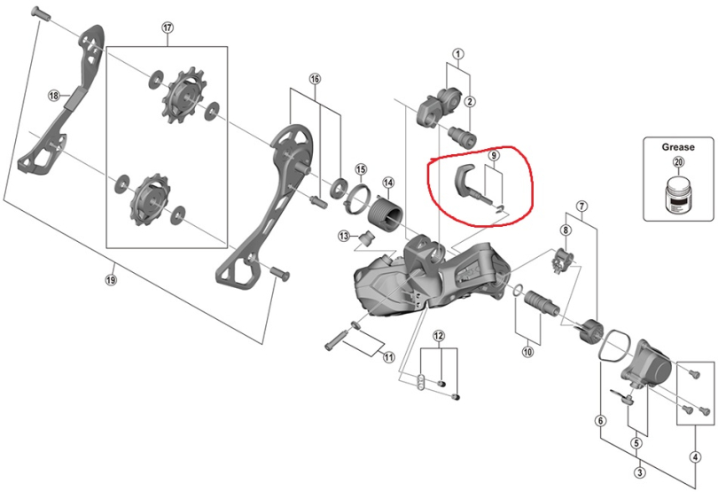 Shimano GRX RD-RX817 Schaltwerk Wechselhebel-Einheit + Befestigungsplatte