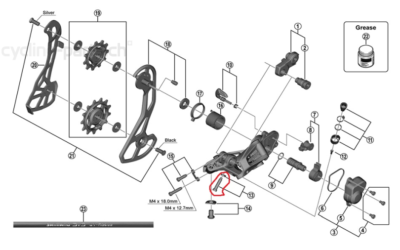 Shimano XTR RD-M9000/Ultegra RD-R8000/GRX-RX812/RX810 Schaltwerk-Innere Kabelabdeckung mit Lasche