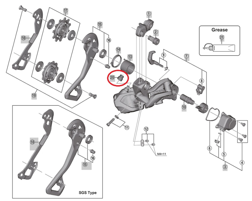 Shimano XTR RD-M9050/GRX RD-RX817 Gummi-Verschlusskappe