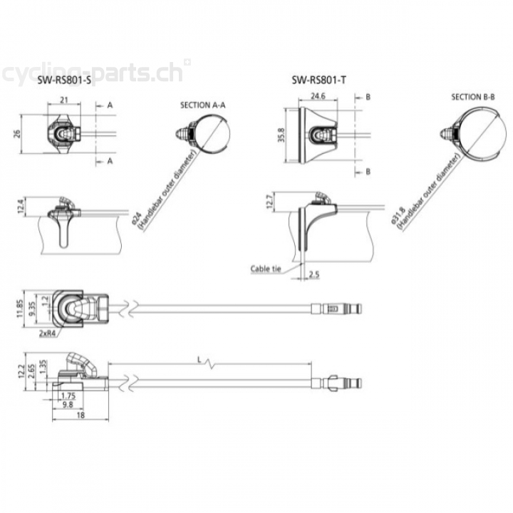 Shimano Di2 SW-RS801-S Satelitten/Sprinter-Schalter