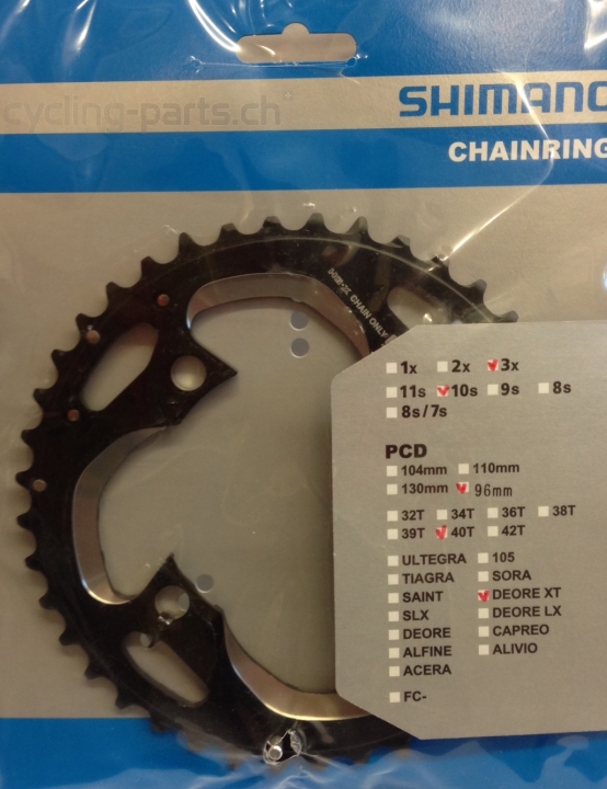 Shimano XT FC-M782 40 Zähne 3x10 Kettenblatt