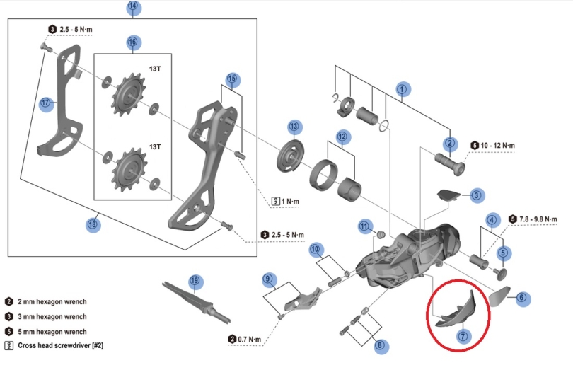 Shimano XTR RD-M9250 Schaltwerk Abdeckung Akku