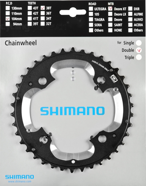 Shimano XT FC-M785 38 Zähne 2x10 Kettenblatt (26-38)