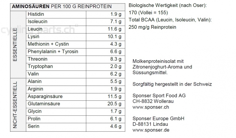 Sponser Whey Isolate 94 Dose 425g