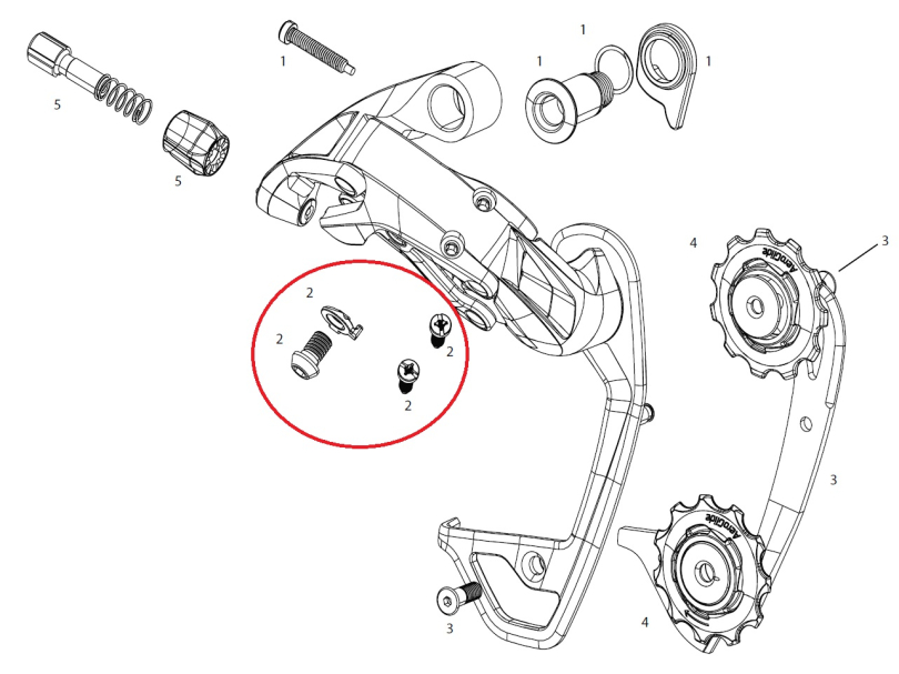 Sram Force 22 Rear Derailleur Cable Anchor/Limit Screws