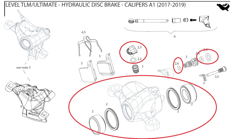 Sram Caliper Piston Kit Bremssattel - Kolbenkit für die Level TLM/Ultimate (2017-2019)