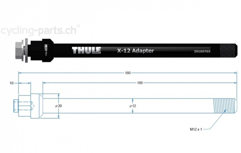 Thule Thru Axle Syntace M12 x 1.0, Länge 160mm Steckachsen-Adapter
