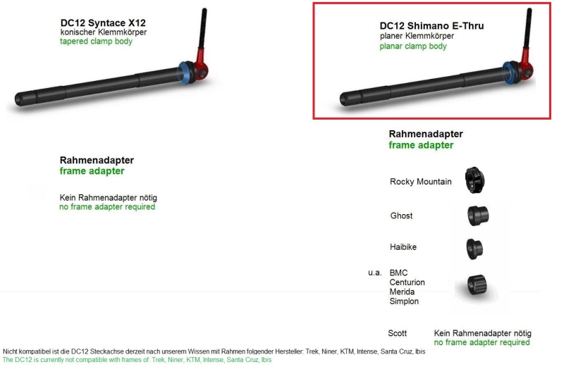 Tune DC 12 gold Shimano E-Thru Steckachse 12x142mm