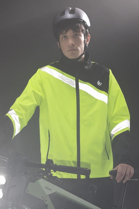 wowow Fuji Regenjacke schwarz gelb und reflektierend